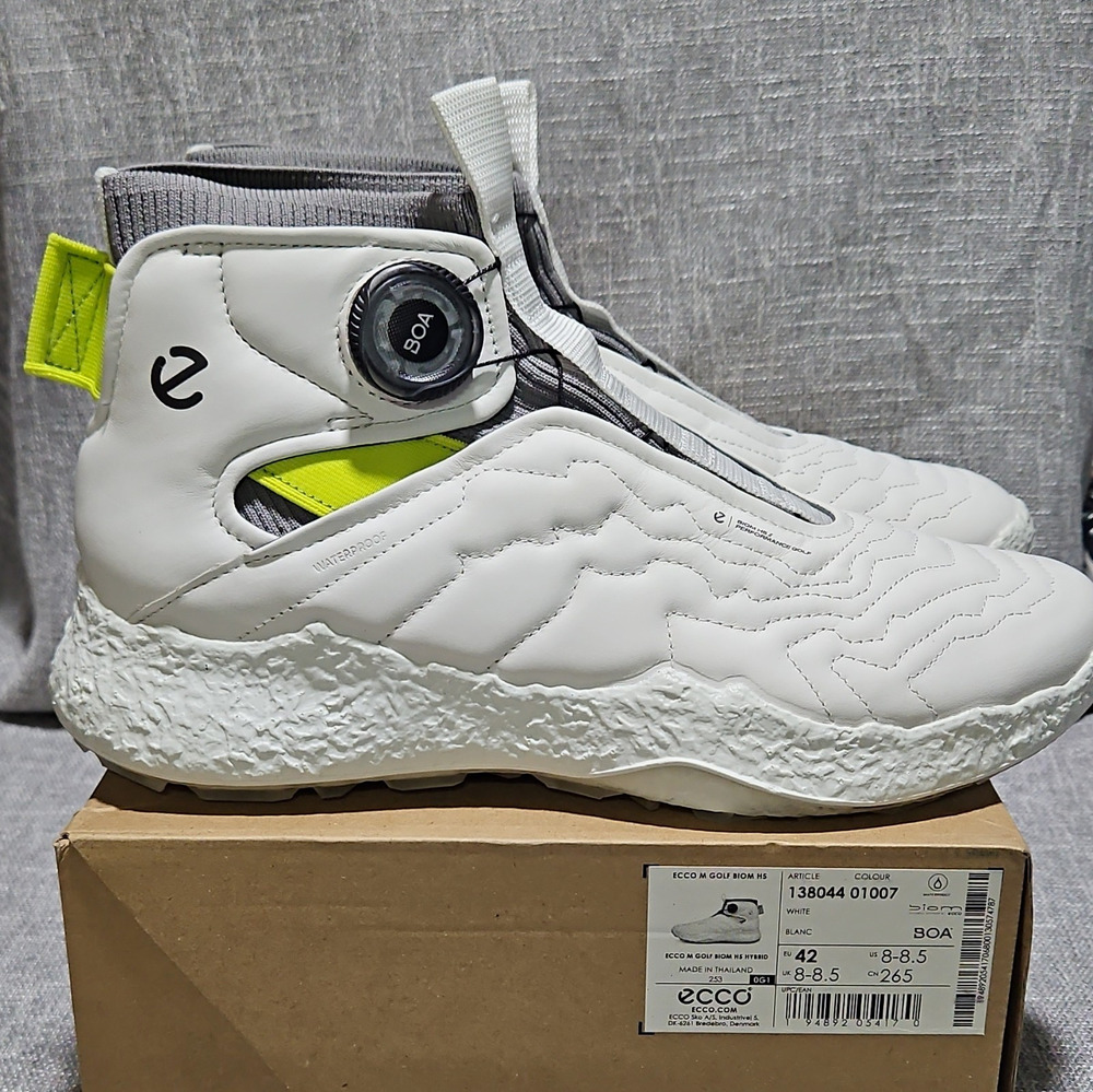ECCO Men’s Golf Biom H5 Hybrid BOA High Top Shoes White Size42 EU / 8-8.5 US NIB